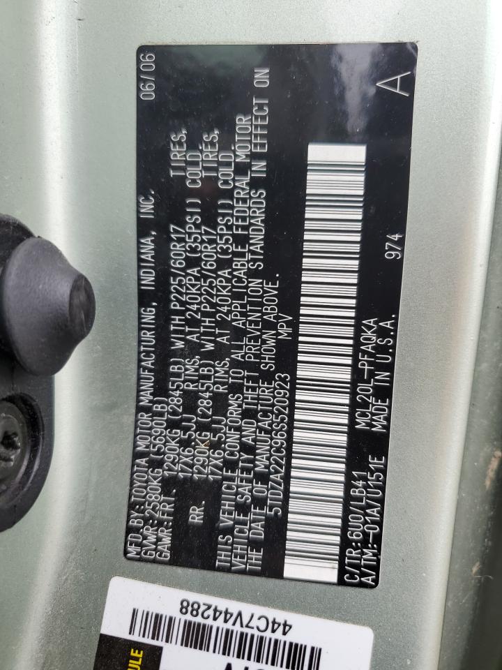 5TDZA22C96S520923 2006 Toyota Sienna Xle