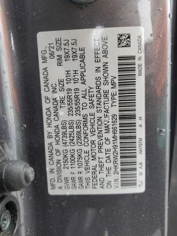 2021 Honda Cr-V Touring VIN: 2HKRW2H91MH661629 Lot: 56009214