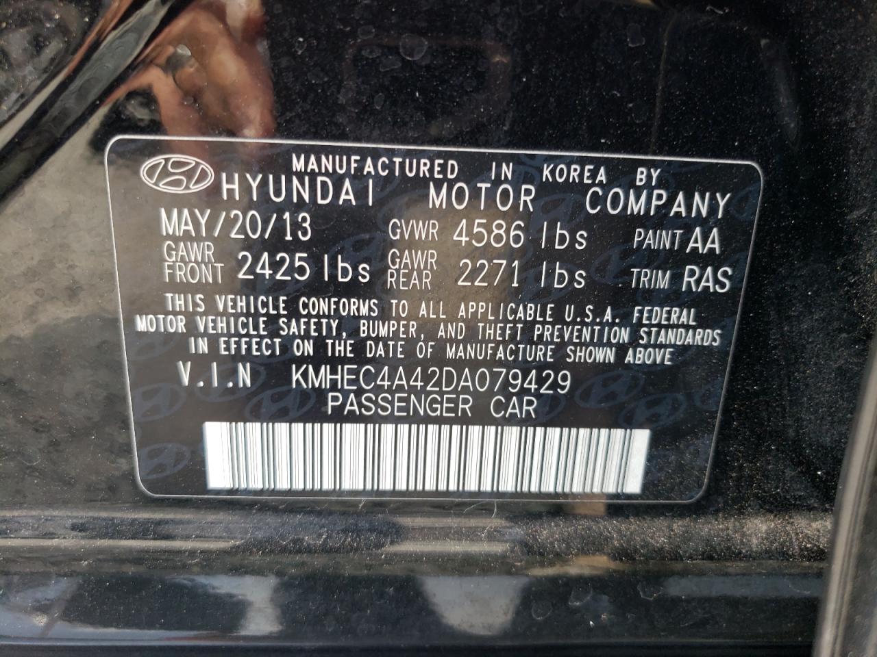 KMHEC4A42DA079429 2013 Hyundai Sonata Hybrid