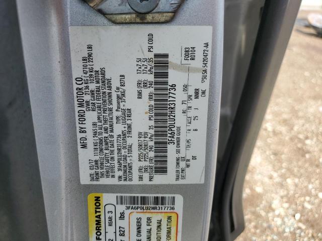 2017 FORD FUSION SE - 3FA6P0LU2HR317736