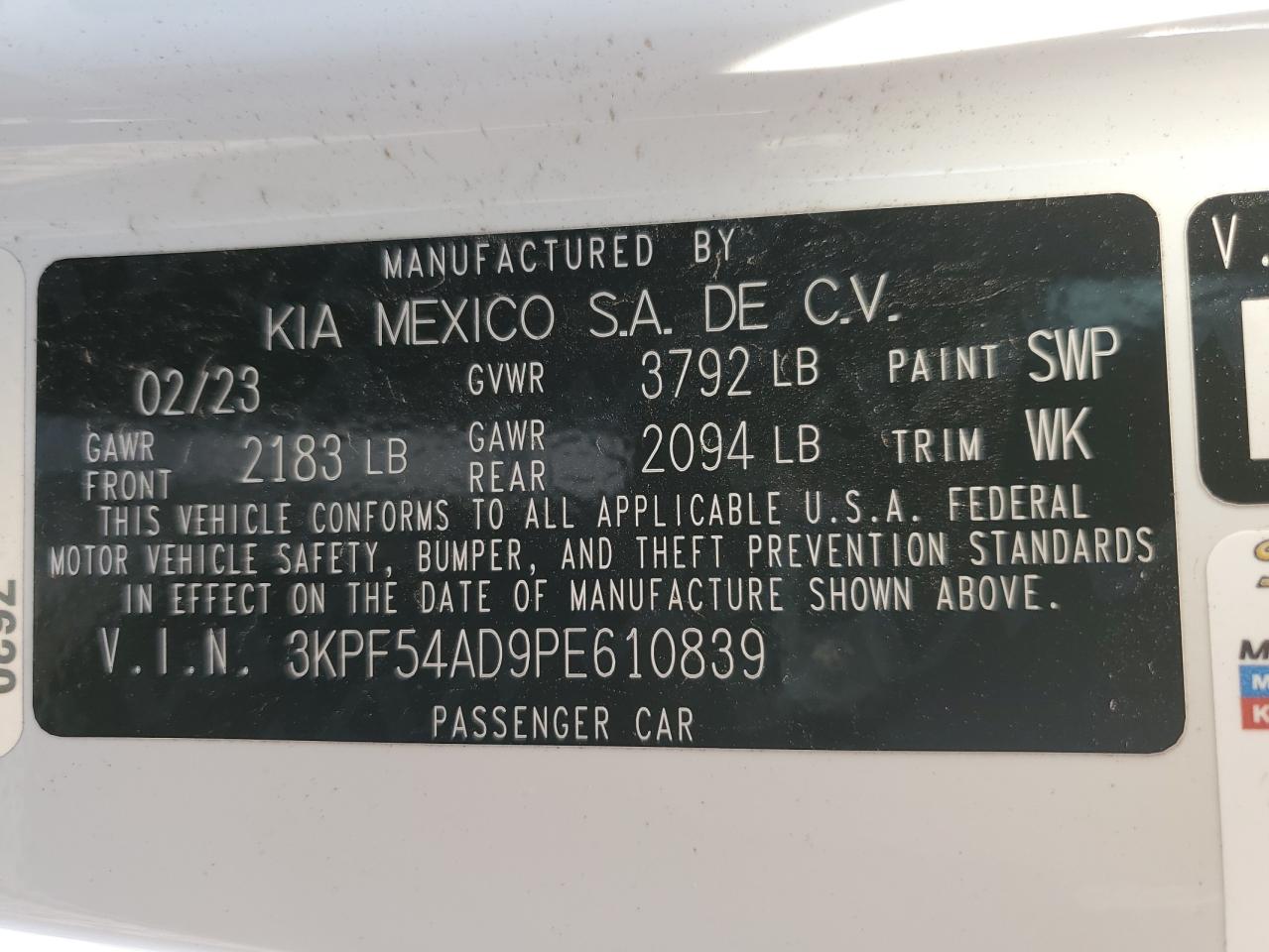 3KPF54AD9PE610839 2023 Kia Forte Gt Line