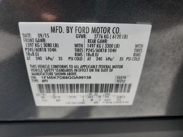 2016 Ford Explorer Xlt VIN: 1FM5K7D88GGA99138 Lot: 55731144