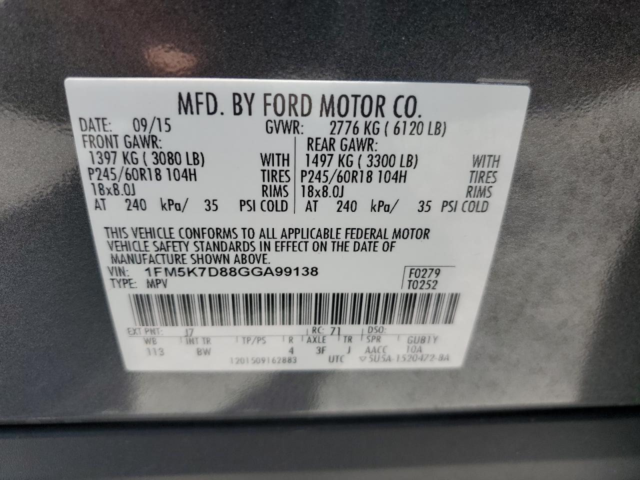 1FM5K7D88GGA99138 2016 Ford Explorer Xlt