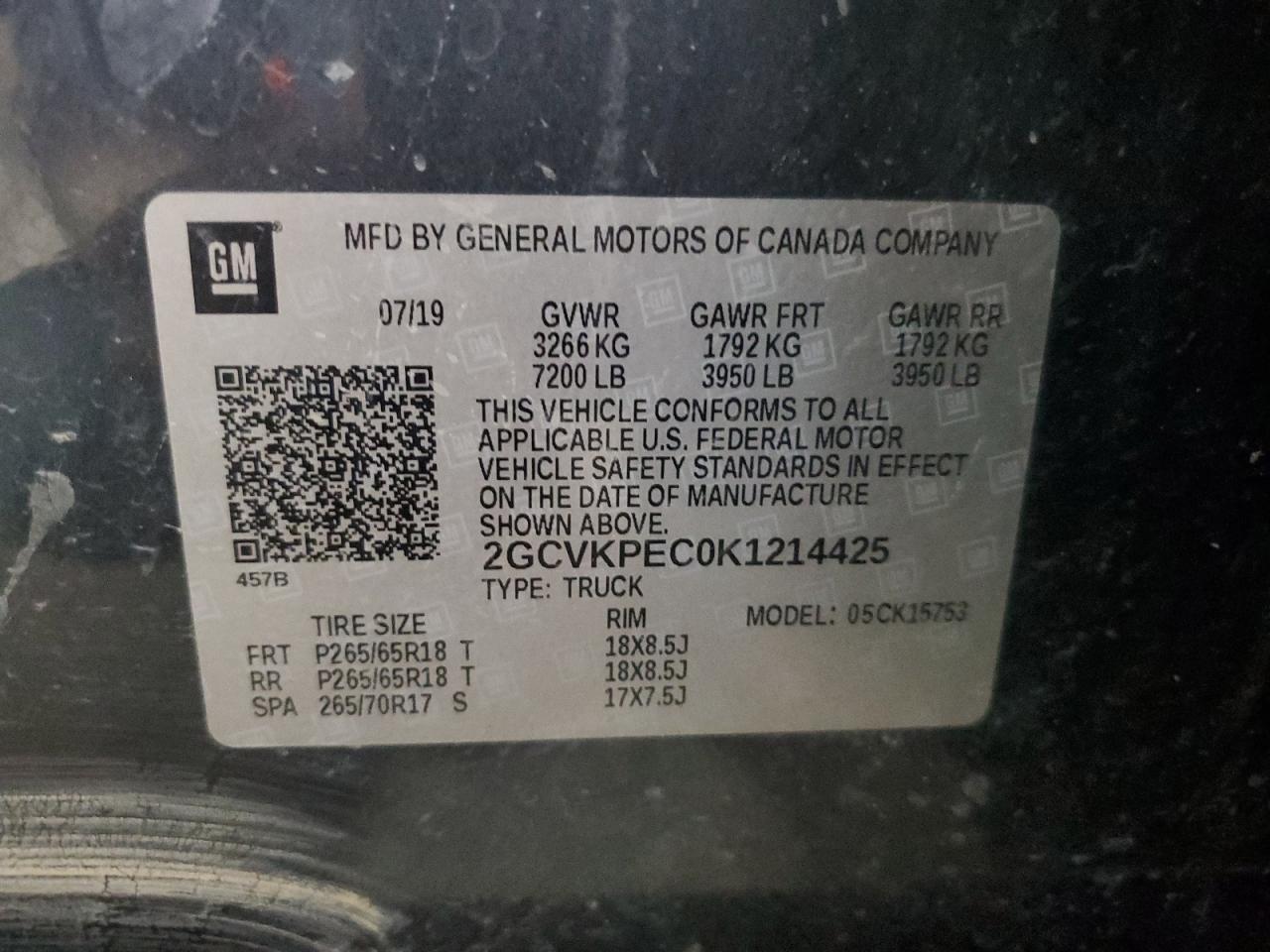 2GCVKPEC0K1214425 2019 Chevrolet Silverado Ld K1500 Lt