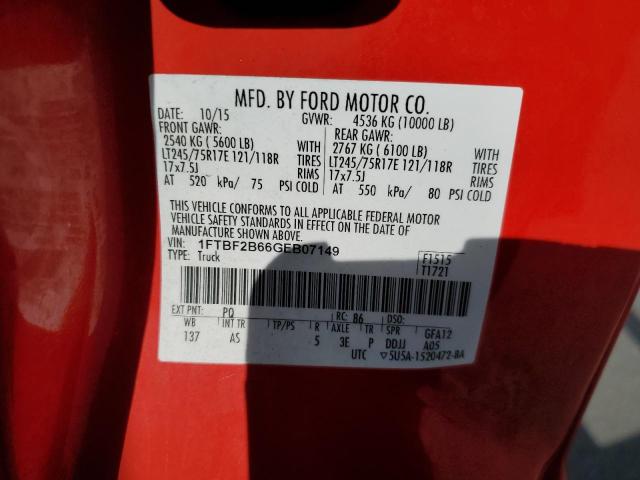 2016 Ford F250 Super Duty VIN: 1FTBF2B66GEB07149 Lot: 54128414