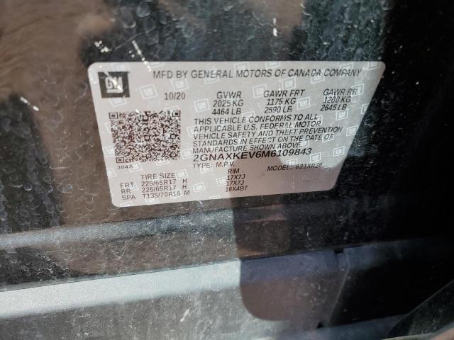 2021 Chevrolet Equinox Lt VIN: 2GNAXKEV6M6109843 Lot: 52743074