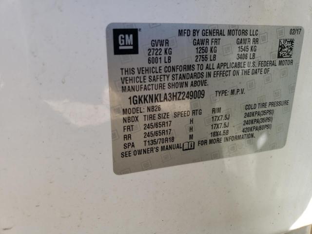 2017 GMC Acadia Sle VIN: 1GKKNKLA3HZ249009 Lot: 55292394