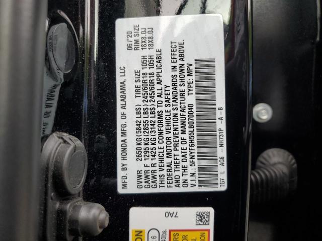 2020 Honda Pilot Exl VIN: 5FNYF6H55LB070040 Lot: 53891374