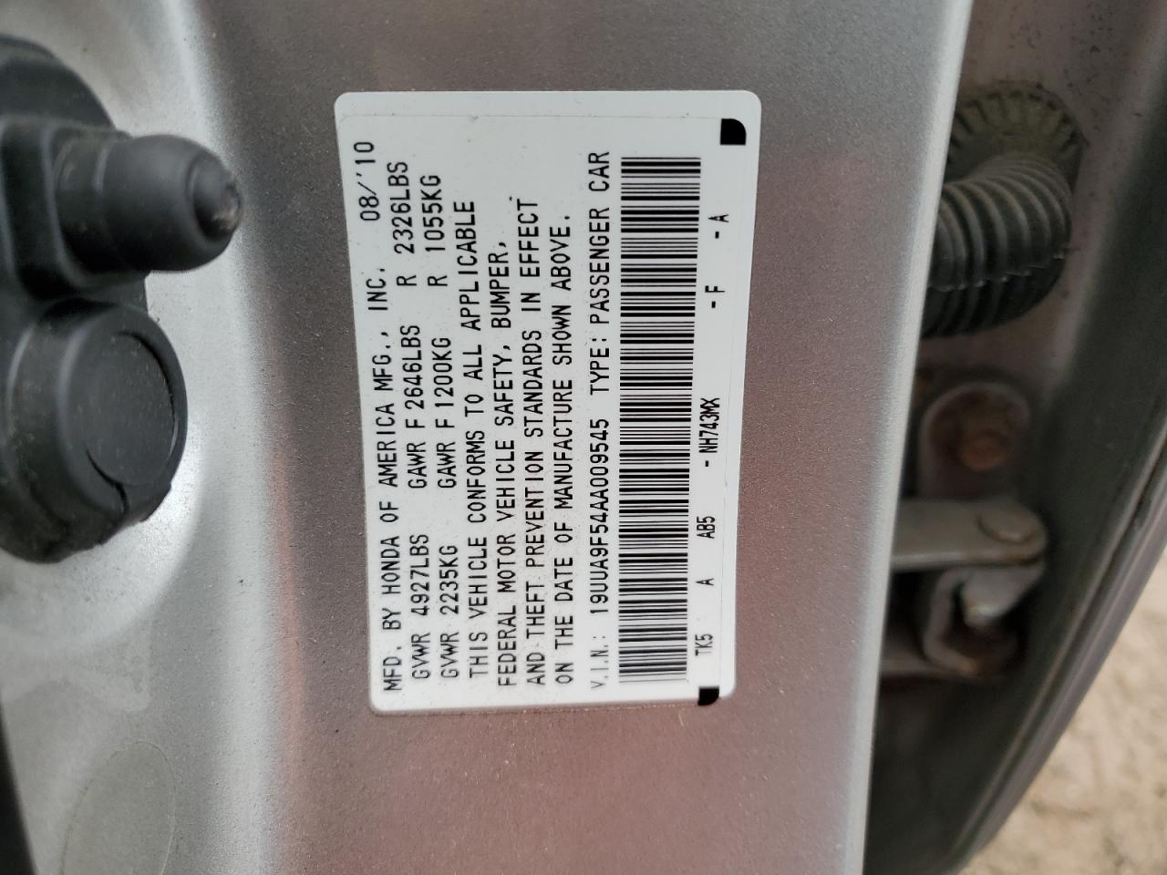 19UUA9F54AA009545 2010 Acura Tl