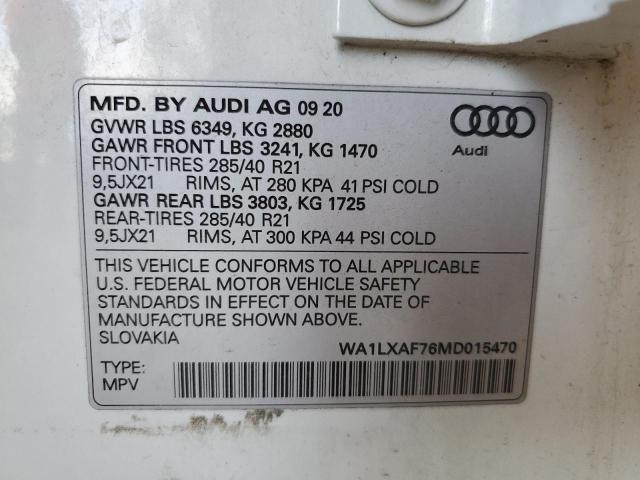 2021 Audi Q7 Premium Plus VIN: WA1LXAF76MD015470 Lot: 53495964