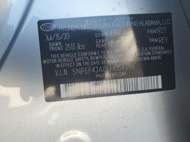 2020 Hyundai Sonata Sel VIN: 5NPEF4JA0LH059396 Lot: 53917574