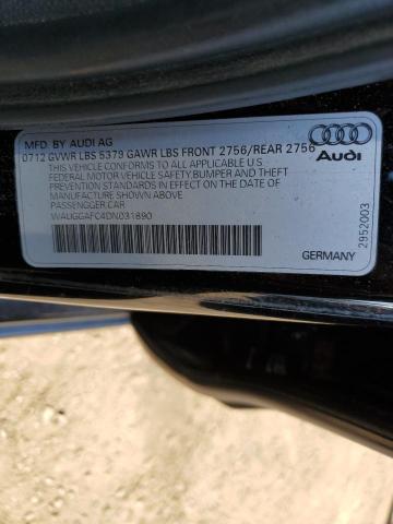 2013 Audi A6 Premium Plus VIN: WAUGGAFC4DN031890 Lot: 56853004