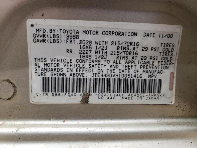 2001 Toyota Rav4 VIN: JTEHH20V910051416 Lot: 56591104