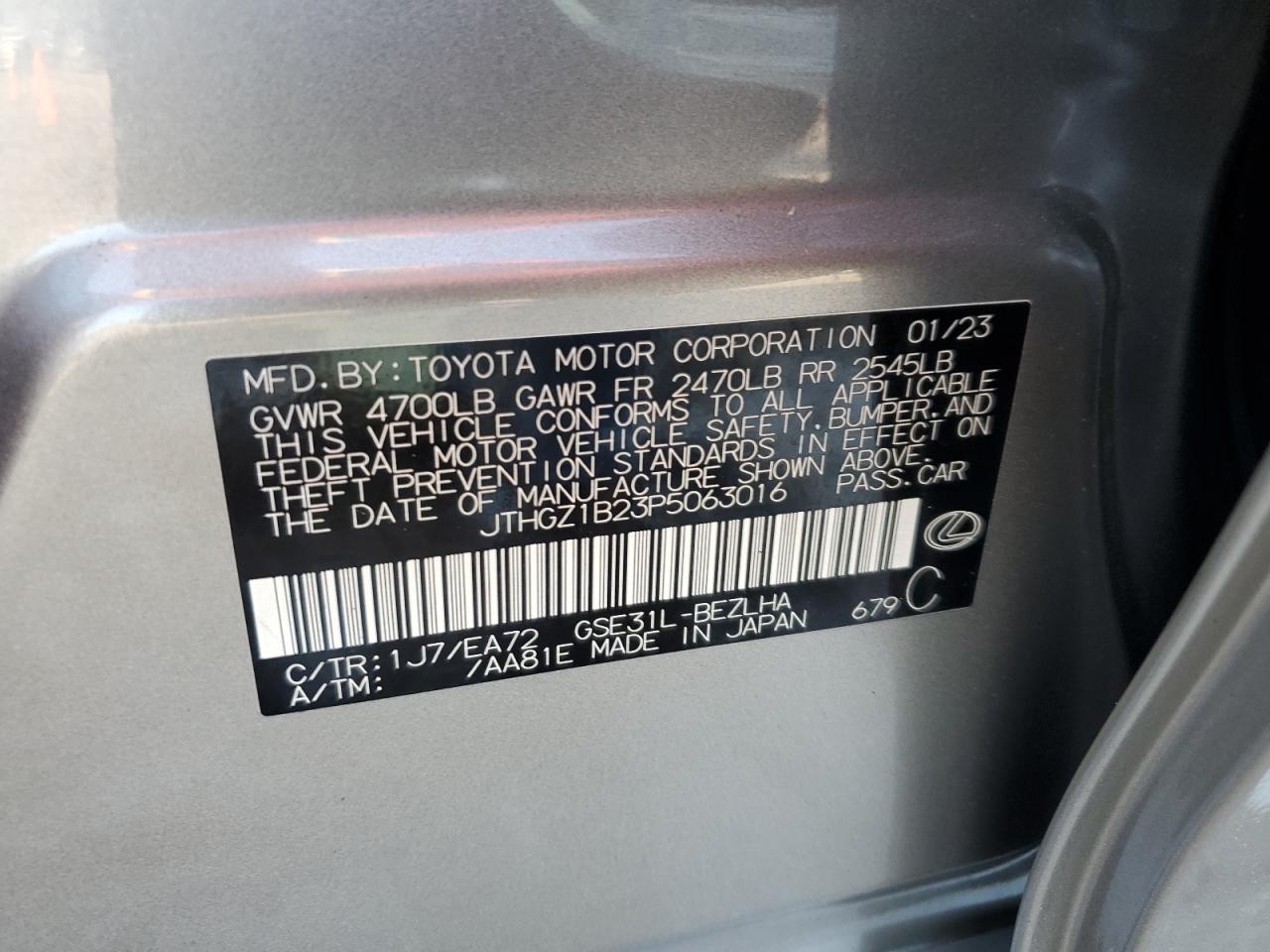 JTHGZ1B23P5063016 2023 Lexus Is 350 F Sport Design