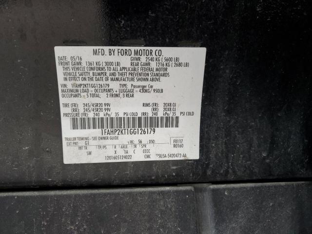 2016 Ford Taurus Sho VIN: 1FAHP2KT1GG126179 Lot: 55919114