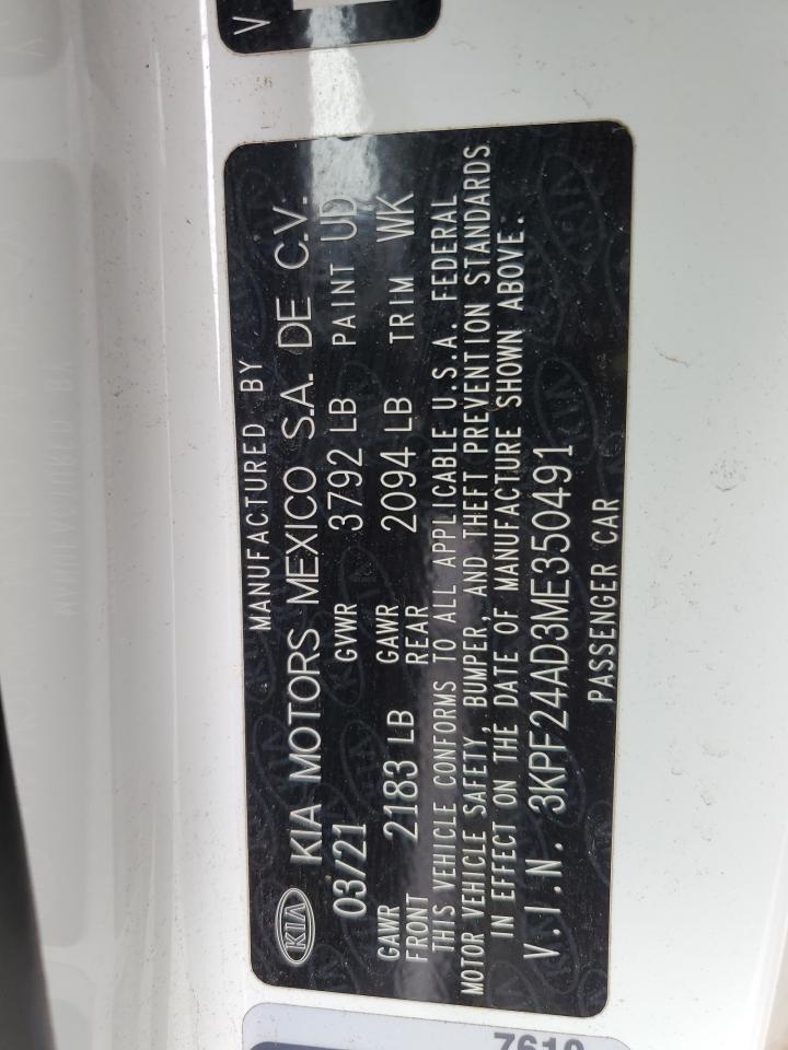 3KPF24AD3ME350491 2021 Kia Forte Fe