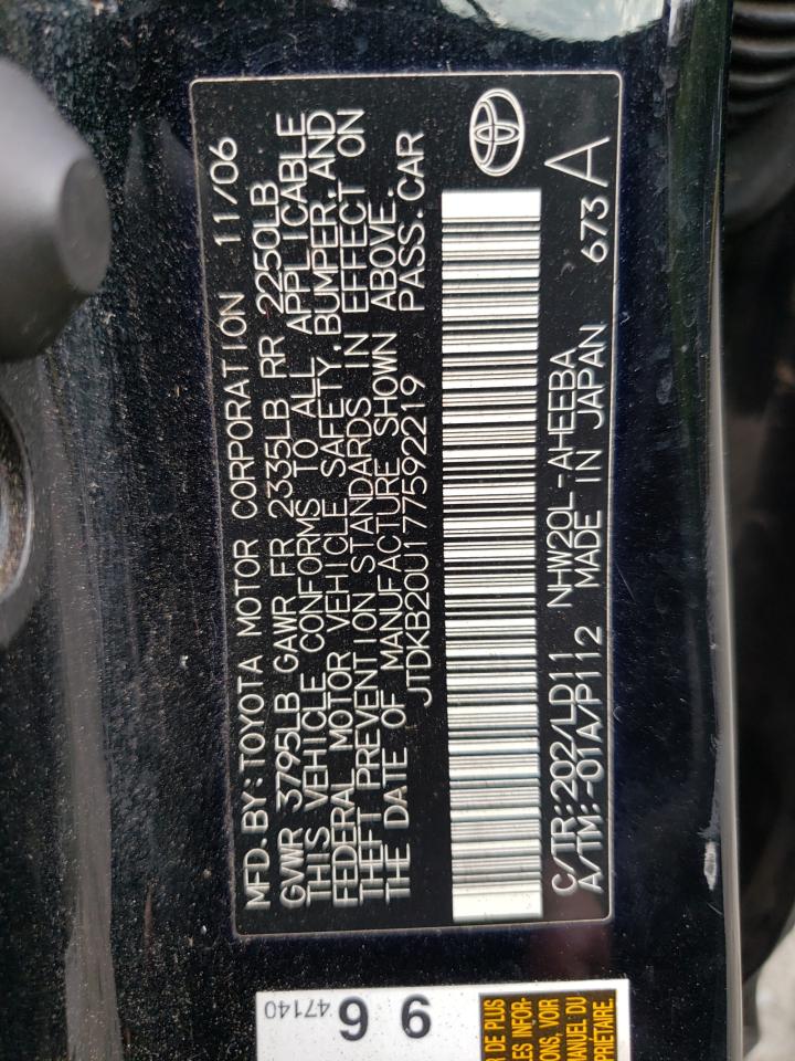 JTDKB20U177592219 2007 Toyota Prius