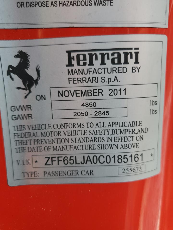 ZFF65LJA0C0185161 2012 Ferrari California