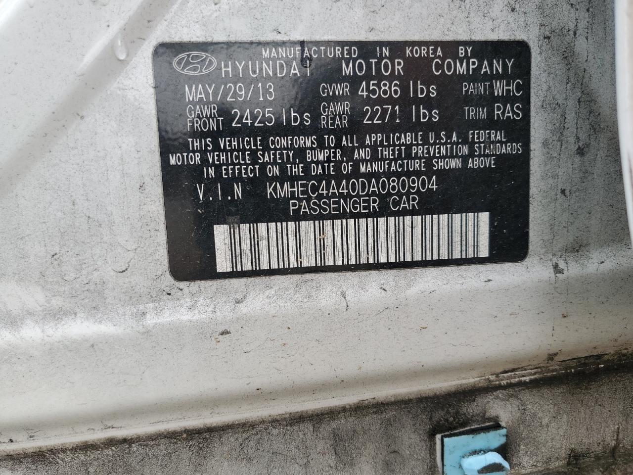 KMHEC4A40DA080904 2013 Hyundai Sonata Hybrid