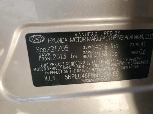 2006 Hyundai Sonata Gls VIN: 5NPEU46F96H039968 Lot: 55367404