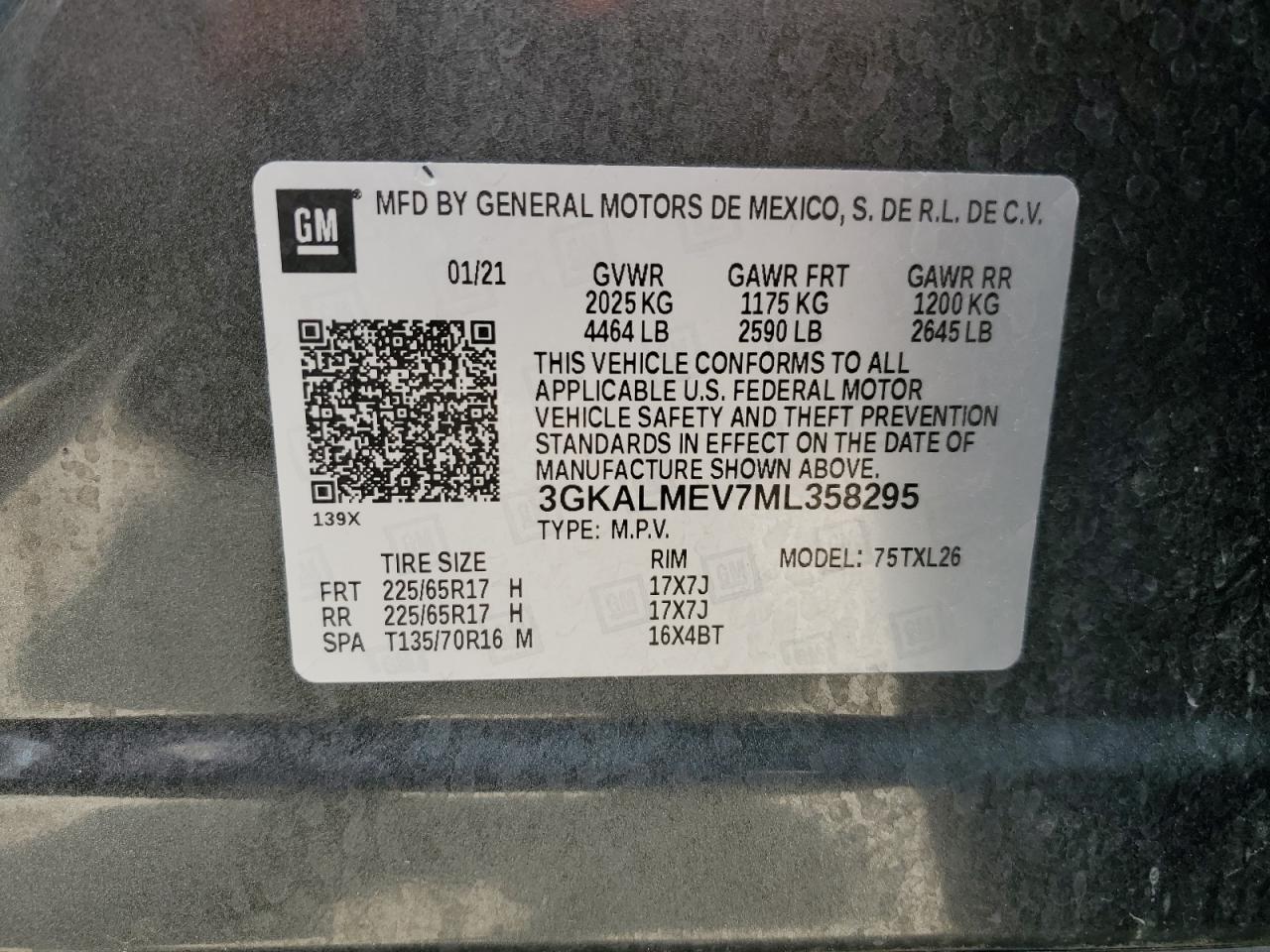 3GKALMEV7ML358295 2021 GMC Terrain Sle