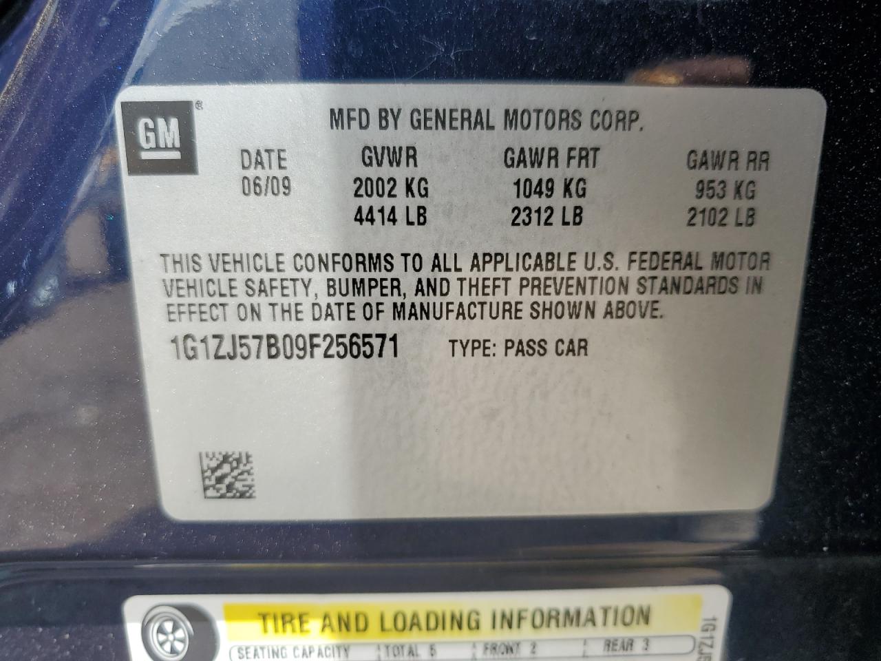 1G1ZJ57B09F256571 2009 Chevrolet Malibu 2Lt