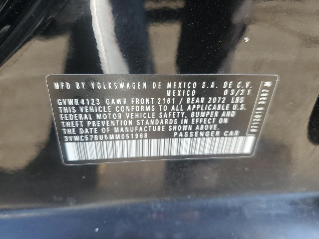 3VWC57BU5MM051968 2021 Volkswagen Jetta S