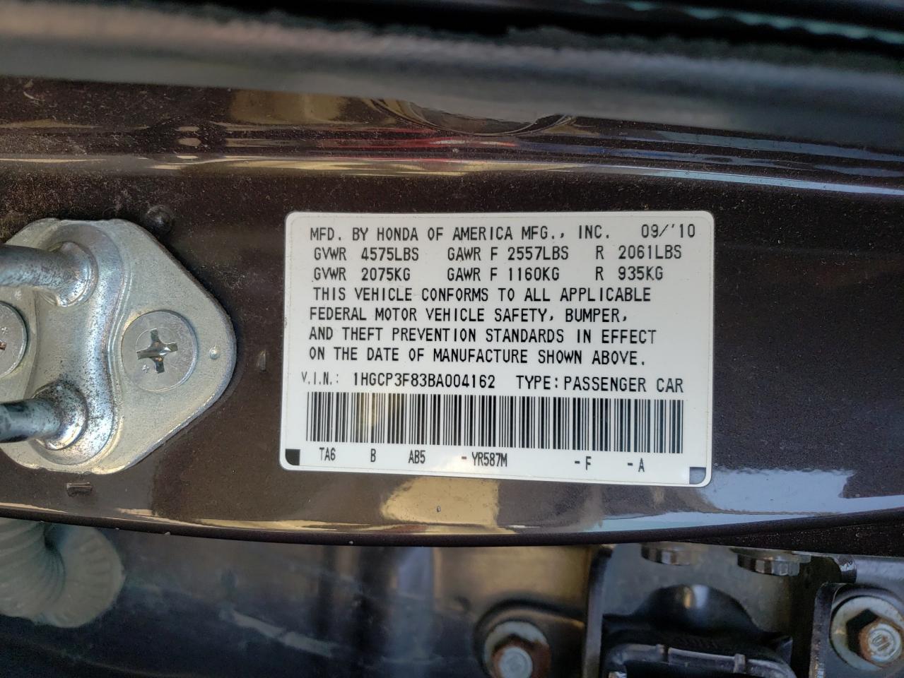 1HGCP3F83BA004162 2011 Honda Accord Exl