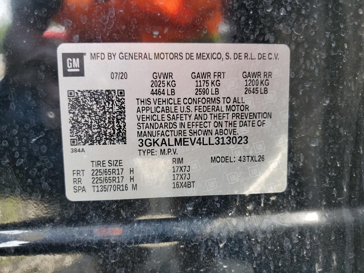 3GKALMEV4LL313023 2020 GMC Terrain Sle
