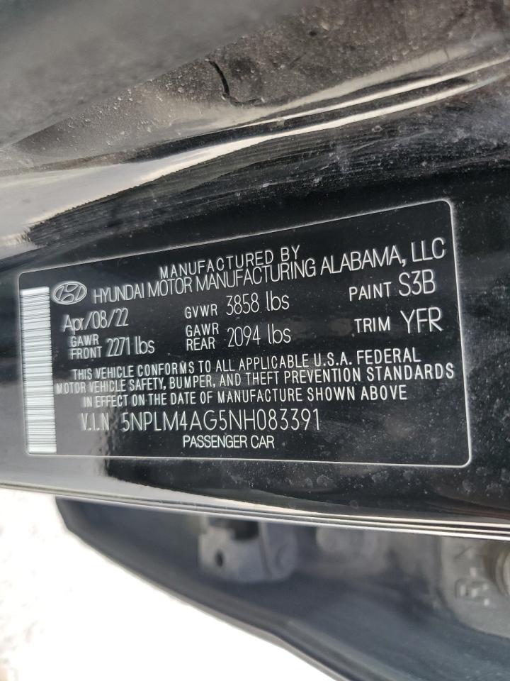 2022 Hyundai Elantra Sel vin: 5NPLM4AG5NH083391