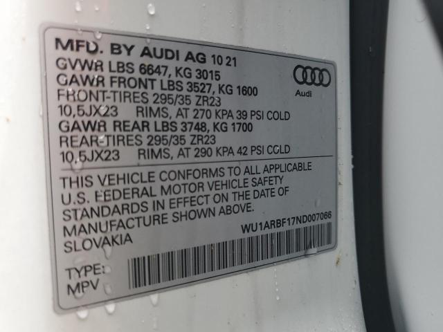 2022 AUDI RS Q8 WU1ARBF17ND007066