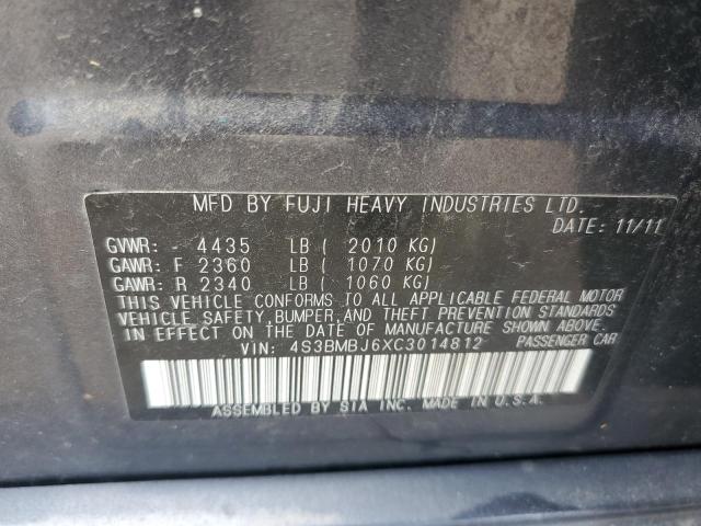 2012 Subaru Legacy 2.5I Limited VIN: 4S3BMBJ6XC3014812 Lot: 56615154