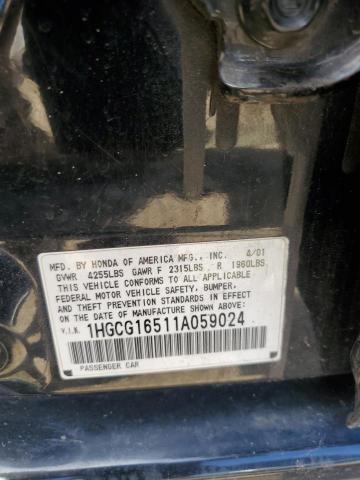 1HGCG16511A059024 2001 Honda Accord Ex
