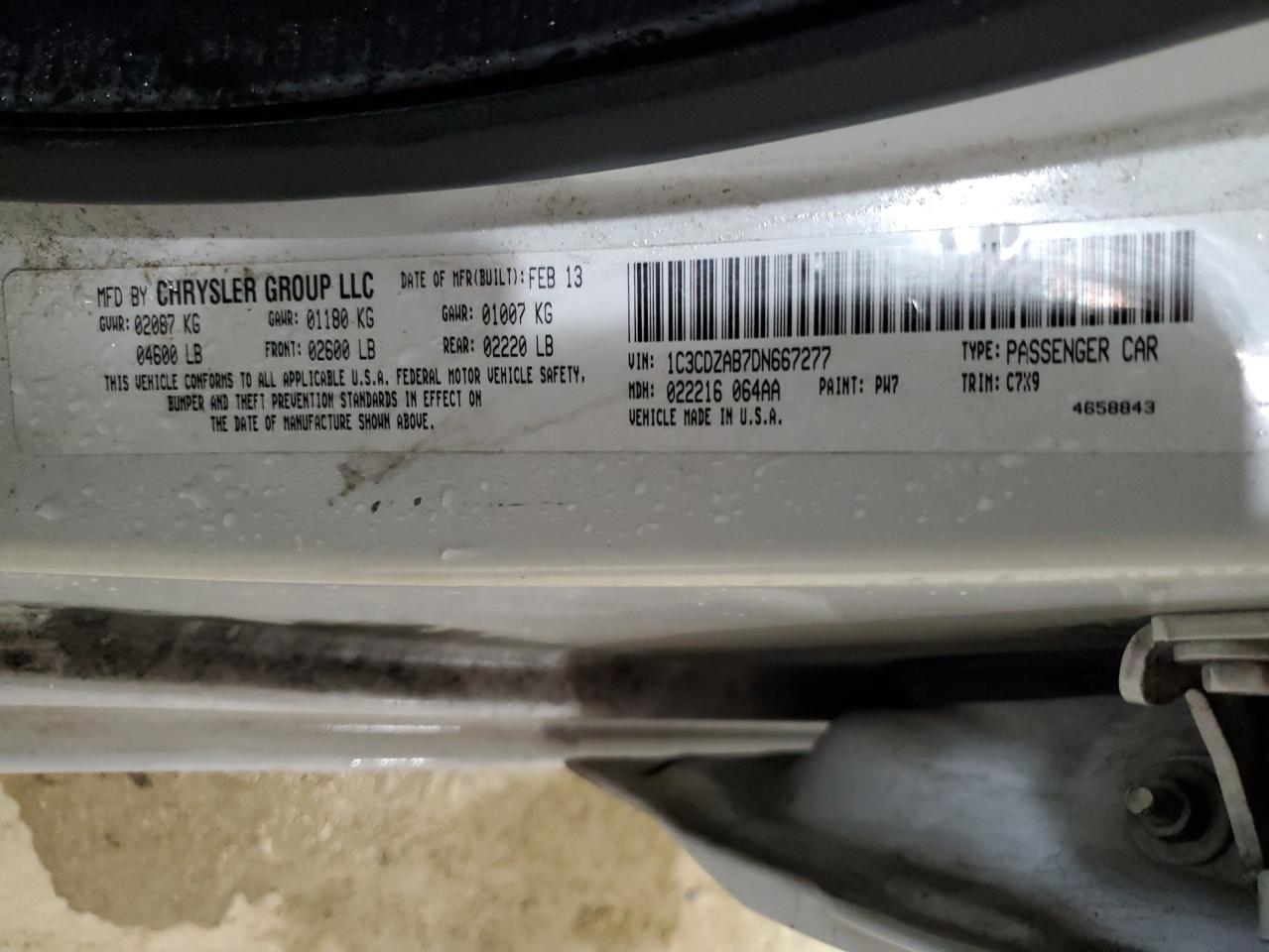 1C3CDZAB7DN667277 2013 Dodge Avenger Se