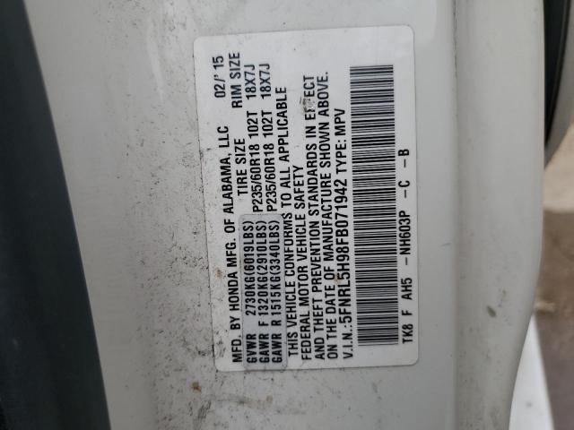 2015 HONDA ODYSSEY TO - 5FNRL5H98FB071942