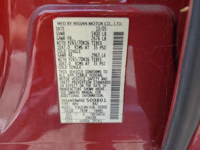 2006 Nissan Xterra Off Road VIN: 5N1AN08W06C509801 Lot: 54227254