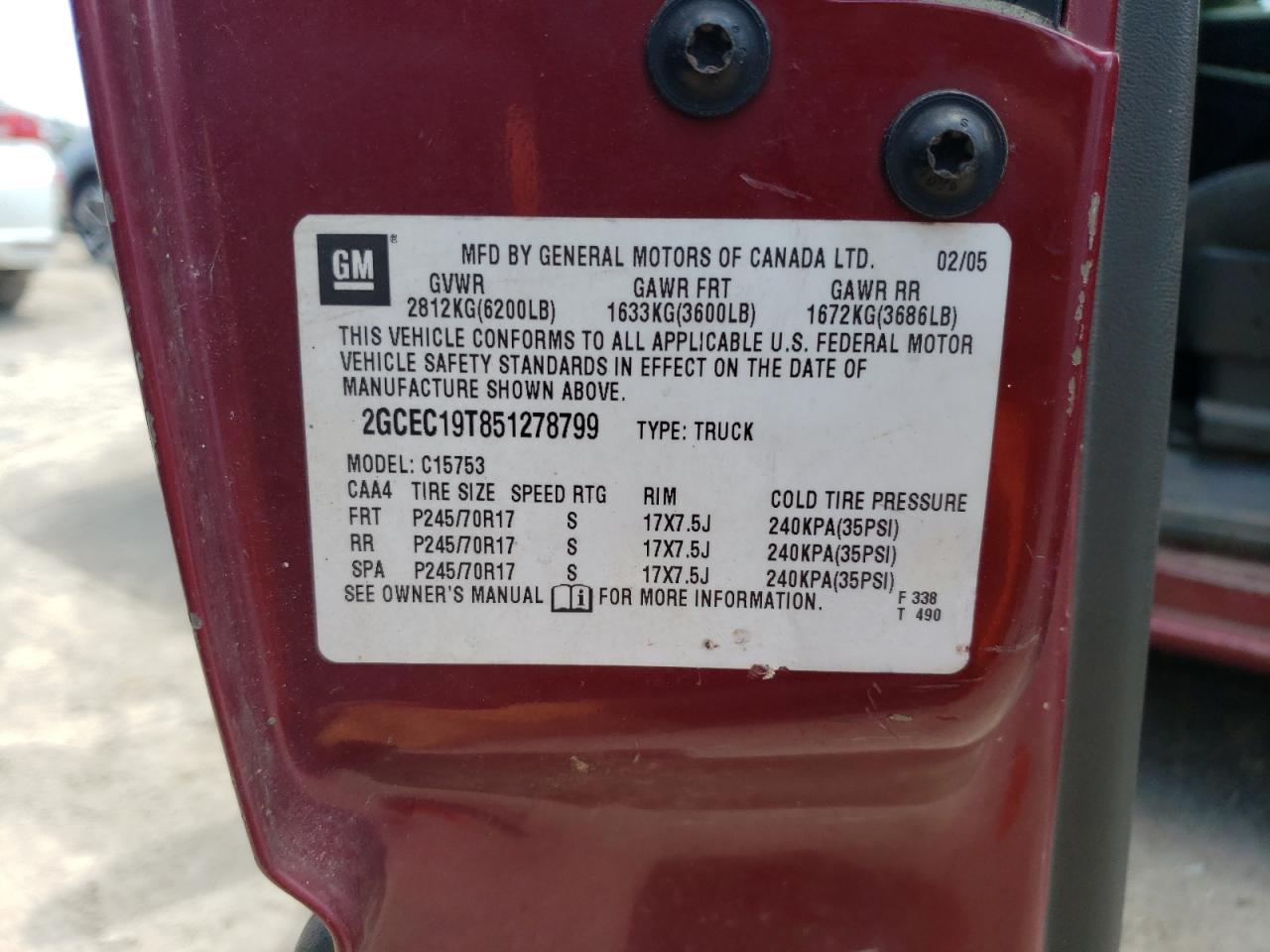 2GCEC19T851278799 2005 Chevrolet Silverado C1500