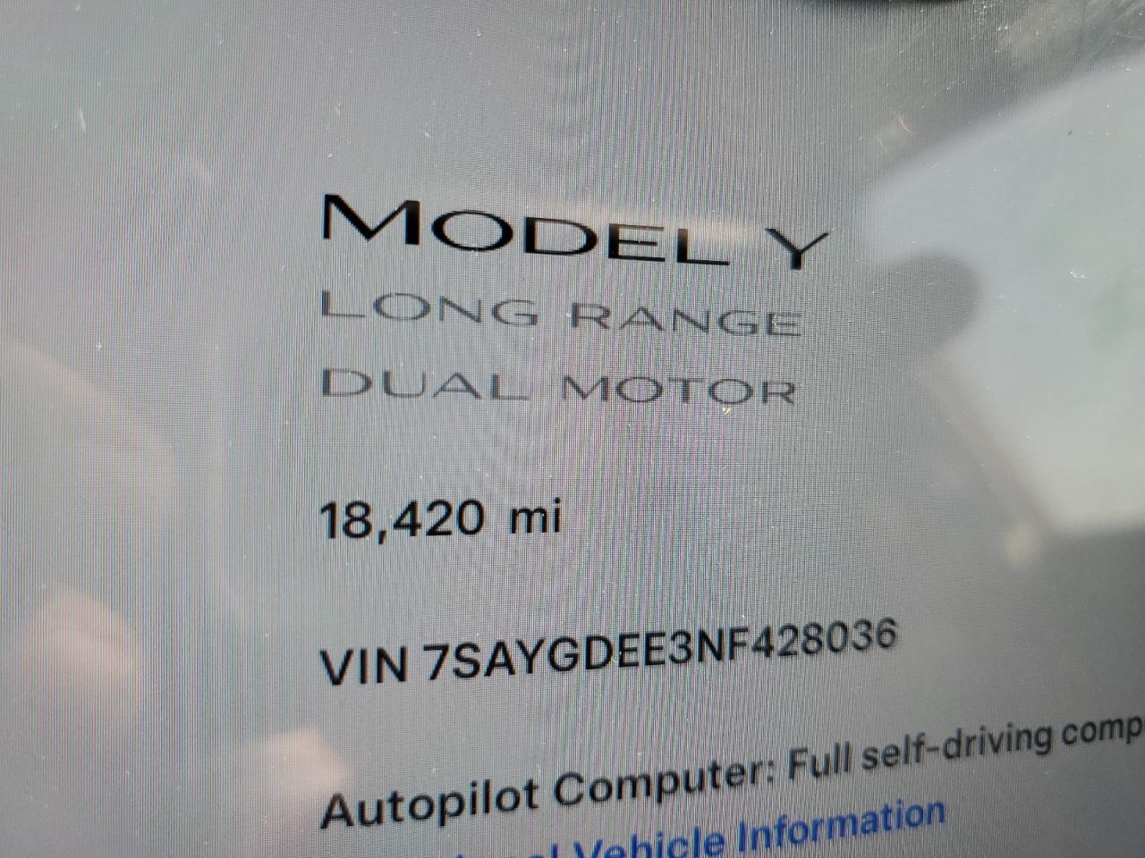 7SAYGDEE3NF428036 2022 Tesla Model Y