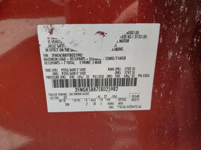 2014 Ford Flex Se VIN: 2FMGK5B87EBD25982 Lot: 55674264