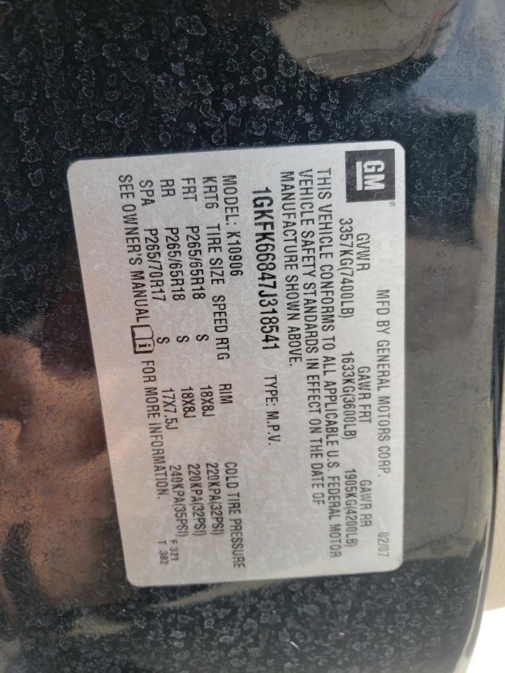 1GKFK66847J318541 2007 GMC Yukon Xl Denali