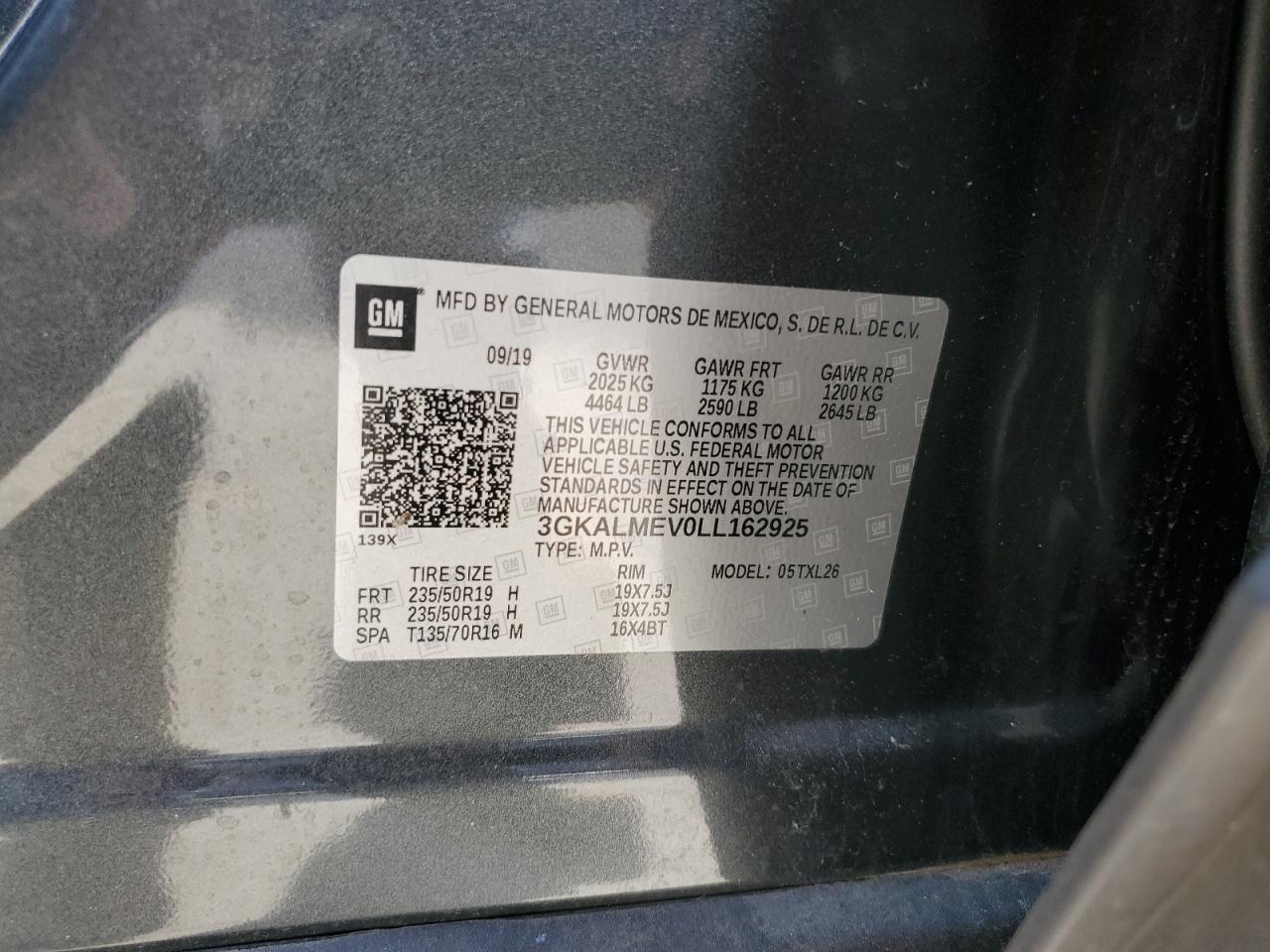 3GKALMEV0LL162925 2020 GMC Terrain Sle