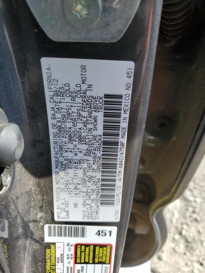 3TMMU4FN5DM049794 2013 Toyota Tacoma Double Cab Long Bed