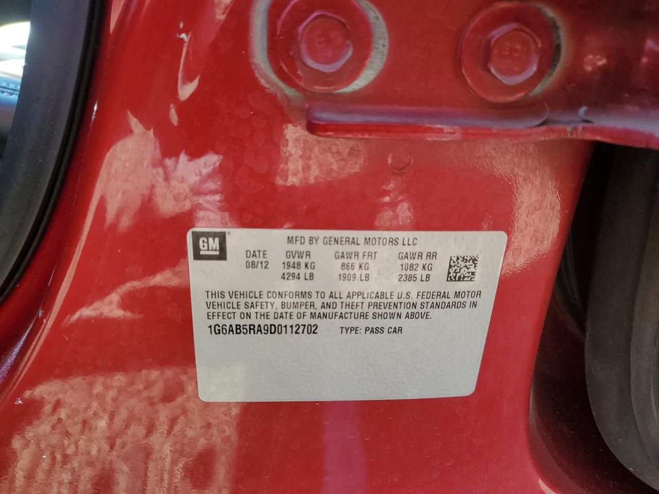 1G6AB5RA9D0112702 2013 Cadillac Ats Luxury