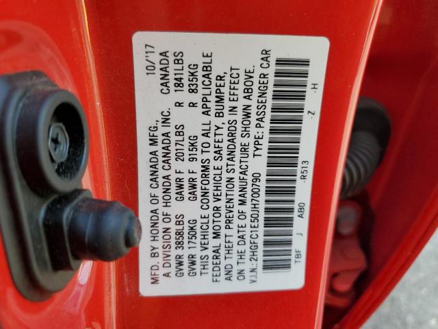 2018 Honda Civic Si VIN: 2HGFC1E50JH700790 Lot: 53887404