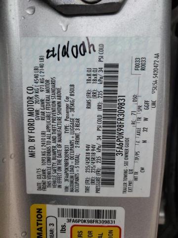 VIN 3FA6P0K98FR309831 2015 Ford Fusion, Titanium no.12