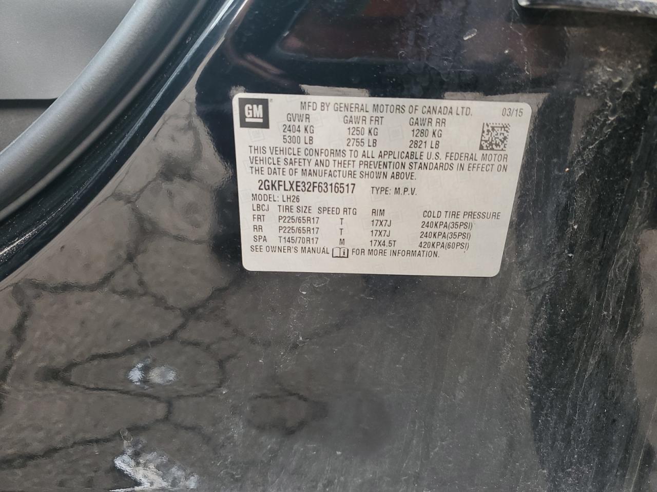 2GKFLXE32F6316517 2015 GMC Terrain Slt