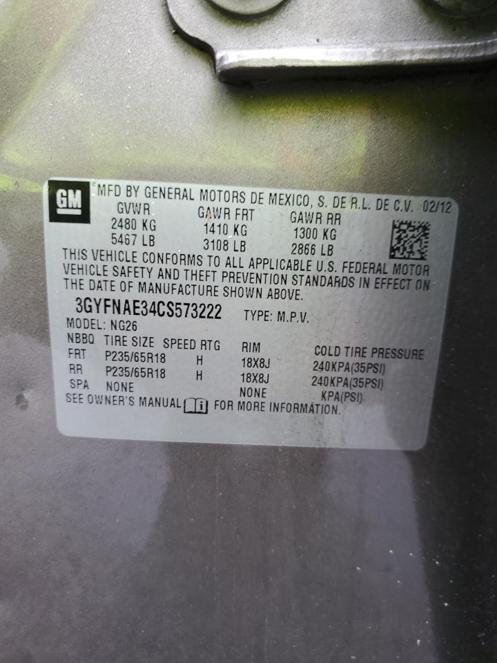 3GYFNAE34CS573222 2012 Cadillac Srx Luxury Collection