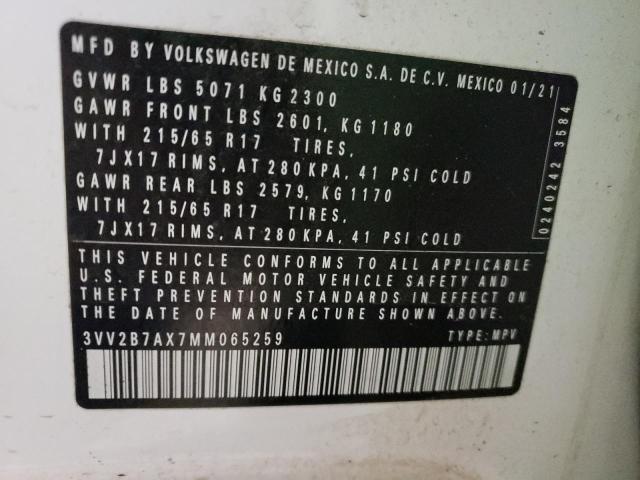 2021 Volkswagen Tiguan Se VIN: 3VV2B7AX7MM065259 Lot: 55212154