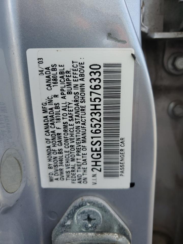 2HGES16523H576330 2003 Honda Civic Lx