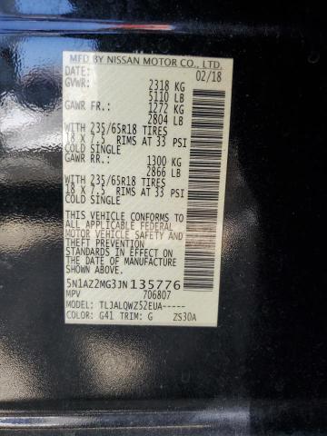 2018 Nissan Murano S VIN: 5N1AZ2MG3JN135776 Lot: 56336814